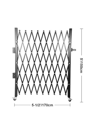 Inklapbare Beveiligingspoort – Veiligheidsdeur – Uitklapbare Poort – Afsluitbare Barrière – Verstelbare Breedte – Stalen Constructie - Zwart - 1.5x1.67m - QUORE