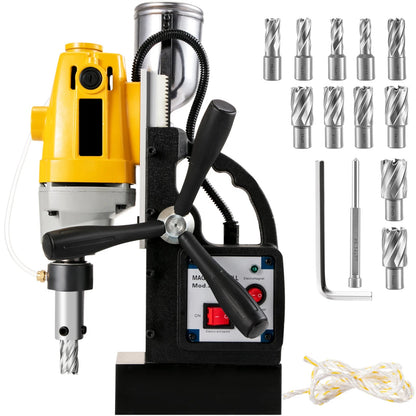 Magnetische Boormachine – Metaalboor – Kernboormachine – Industriële Boormachine – 1100 Watt Motor – 12.000 N Magnetische Zuigkracht – 40 Mm Boordiameter - 11 Boortjes