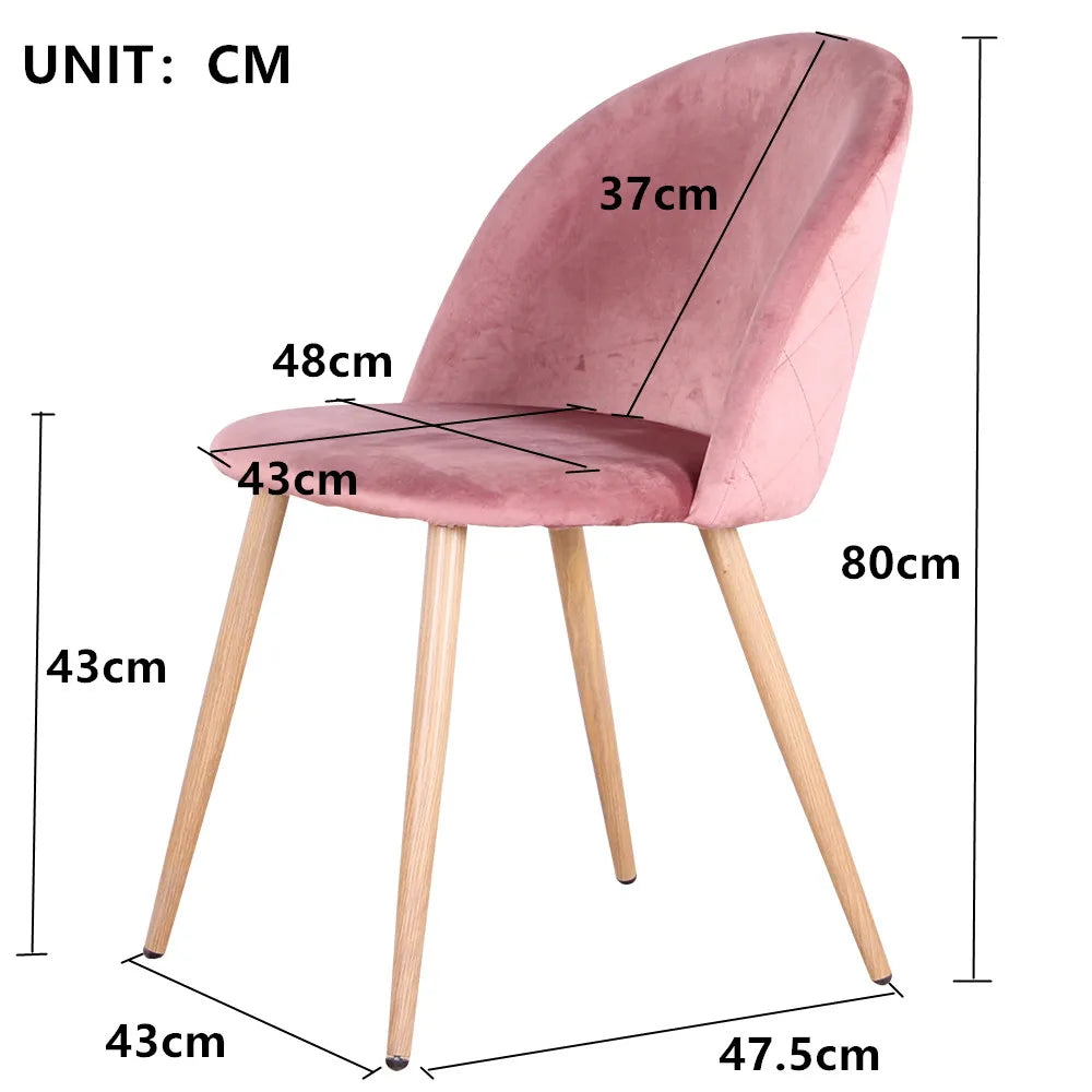 Eetkamerstoelen - Eetstoelen - Keukenstoelen - 6 Stuks - Ergonomische - met Rugleuning - Voor Keuken - Eetgedeelte - Zachte Fluwelen Zitje - Metalen Voeten - 80 x 48 x 43 cm - Roze