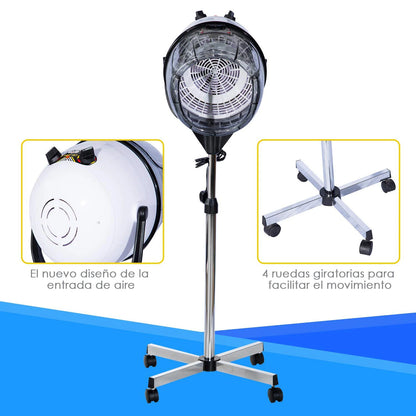 Kapperskap – Haardroger Kap – Droogkap – Permanentkap – Kappershoed – Verstelbare Temperatuur Tot 70°C – Hoogte 115-165 cm - QUORE