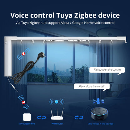 Zemismart Elektrische Gordijnrails - Slimme Gordijn - Smart Gordijn - Curtain met Wifi - 310cm - Incl. Afstandsbediening - compatibel met Google Home, Amazon Alexa & Siri - QUORE