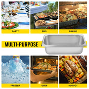 Buffet Chafing Dishes - Non-stick - Rectangle - 13L - 6PCS - Stainless Steel - Food Container for Baking BBQ Party - Silver