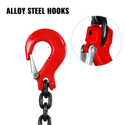 Hijsketting - Ketting - Stalen Ketting - Hijsbanden - Heft 5 Ton 4M - Met 4 Benen Haken en Versteller G80 Gelegeerd Staal