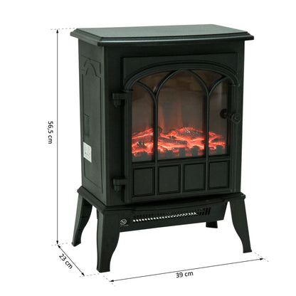 Homcom - Elektrische Haard - Tafelhaard voor Binnen & Buiten - Haard - Decoratieve Vloerverwarmingskachel - 1000-2000W - Zwart - QUORE
