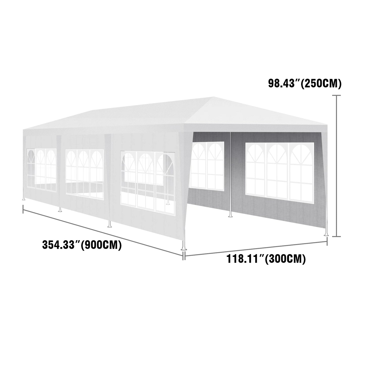Partytent – Tuin Tent – Waterdichte Tent – Outdoor Tent – Picknick Tent – 9x3 Meter – Met Verwijderbare Panelen - Wit
