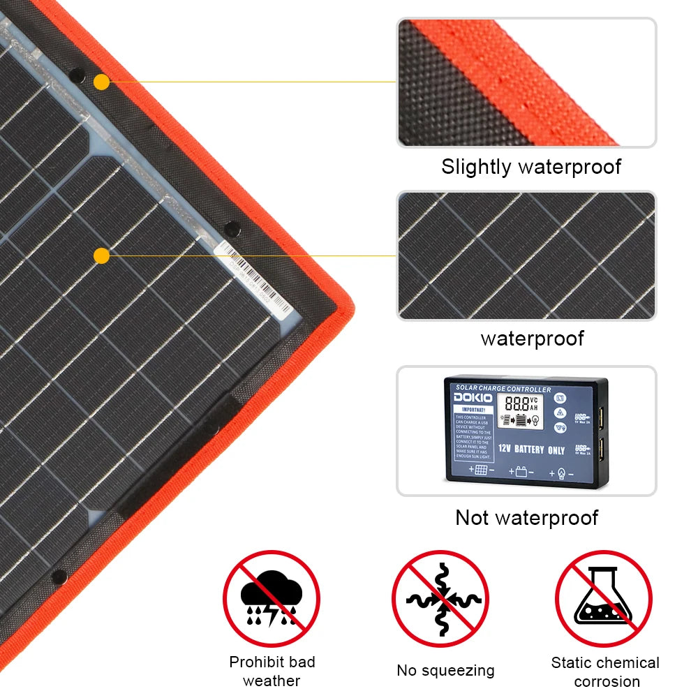 Flexibel Zonnepaneel – Opvouwbaar Zonnepaneel – Draagbaar Zonnepaneel – Mobiel Zonnepaneel – 300W Vermogen – Monokristallijn Siliconen - QUORE