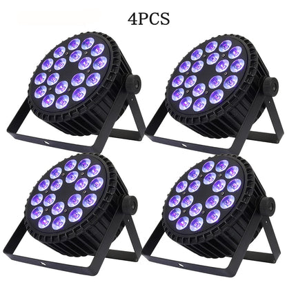 LED Par Verlichting – LED Spot – LED Lamp – Podiumverlichting – DJ Licht – 4 Stuks 18x18W RGBWA+UV – Dimbaar met DMX512 Controle – Compact Aluminium Design - QUORE