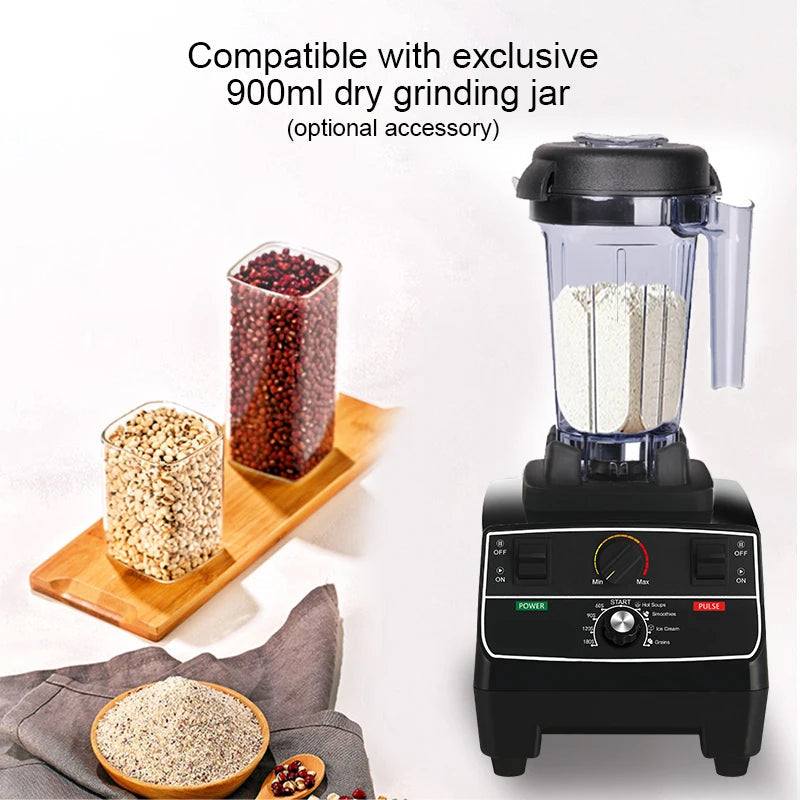 Blender – Blender Smoothie - Smoothie Maker - Blender to go - Foodprocessor - Keukenmachine - Professionele Blender met Smart Timer – 2200W – voor Smoothies, ijsblokjes, soepen & sappen - 2-liter BPA-vrije kan + Extra 2L Kan - QUORE