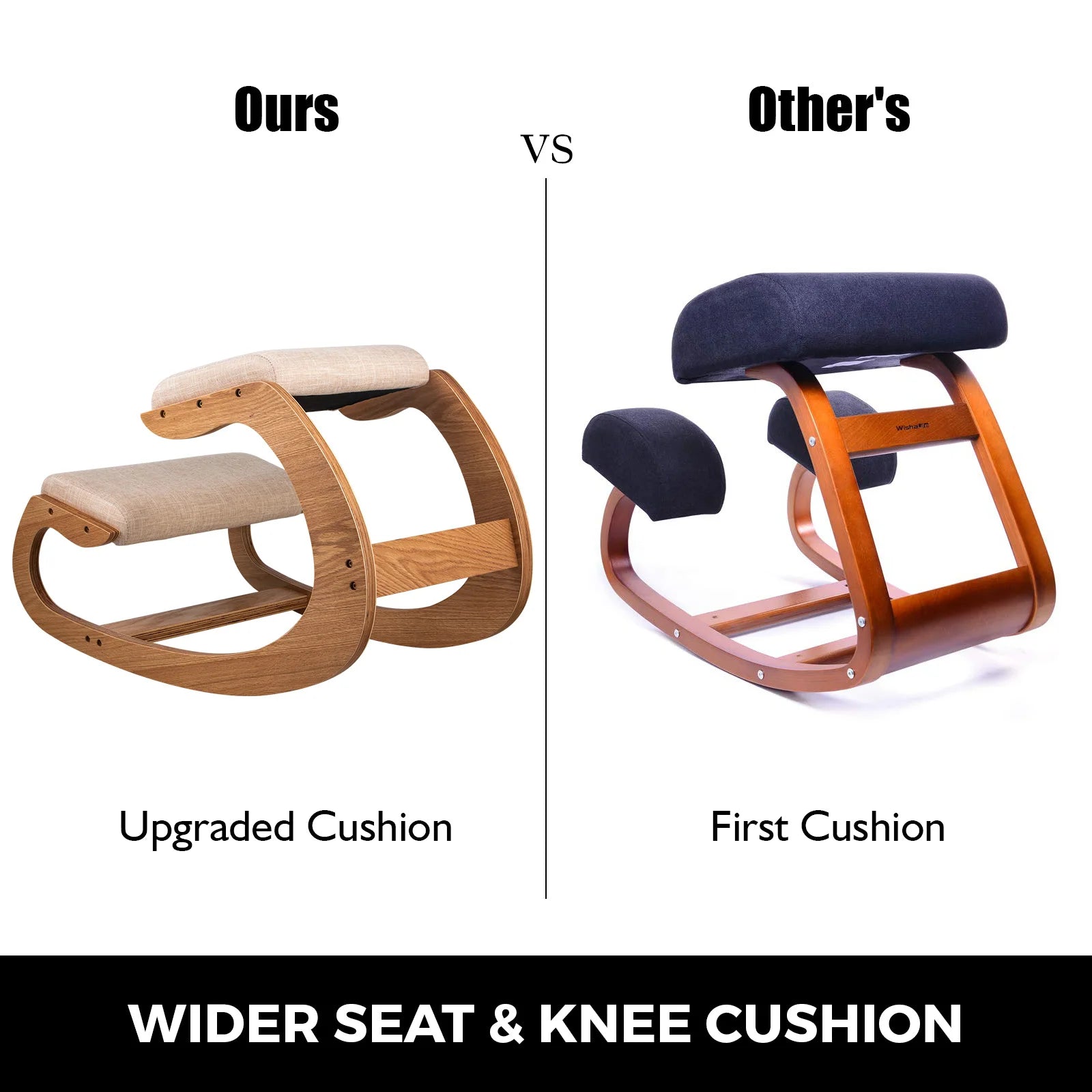 Knielende Stoel - Bureaustoel - Ergonomische stoel - Thuiskantoorstoel - Kniestoel Kruk met dik kussen - Verbetering van de houding - Schommelend hout Kniecomputerstoel - Hickory Frame - QUORE