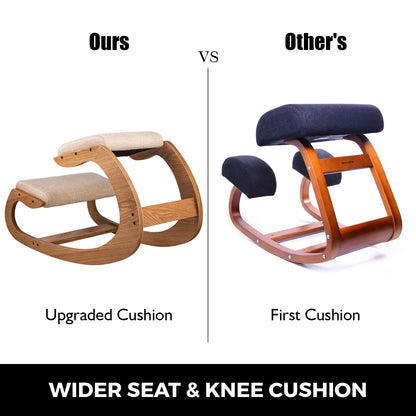 Knielende Stoel - Bureaustoel - Ergonomische stoel - Thuiskantoorstoel - Kniestoel Kruk met dik kussen - Verbetering van de houding - Schommelend hout Kniecomputerstoel - Hickory Frame - QUORE