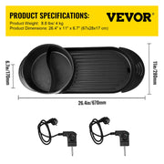 Vevor 2-in-1 Elektrische BBQ Pan Grill en Hot Pot - Krachtig 1600W - Draagbaar en Rookvrij - Afneembare Anti-aanbaklaag - BBQ - Gourmet - Grill - Kookgerei - Koken - QUORE