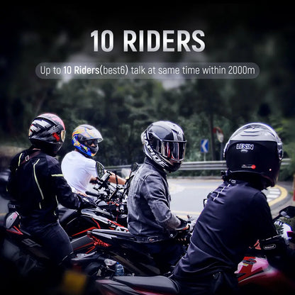 Lexin - Motorfiets Intercom - Motorhelm - Bluetooth 5.0 - Headsets - Communicator - Handsfree - Intercom Headset Type-C - Aansluitbaar tot 10 rijders - 1 stuk - QUORE