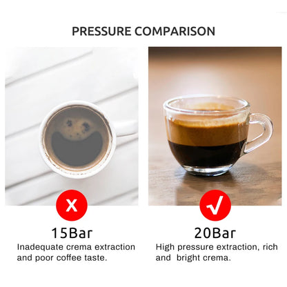 Espressomachine - 20 Bar - Compact Koffiezetapparaat - Semi automatisch - Espresso machine - 220V - RVS Koffiemachine - Stoompijpje & Display - met Beker