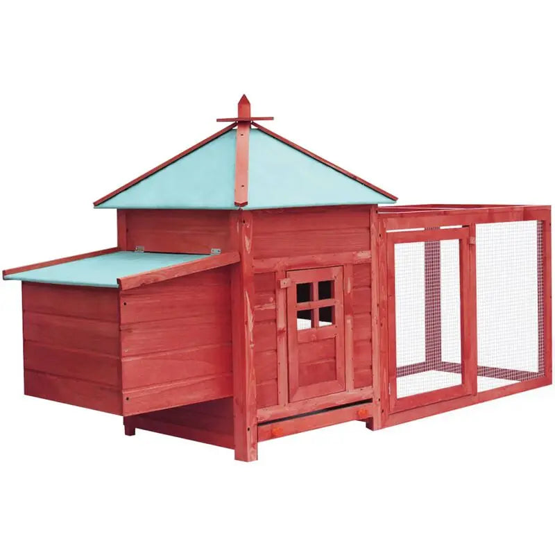 Kippenhok - Kippenren - Kippenhokken - Inloop Kippenren - Waterdicht Dak - 193x68x104cm - Houten Buitenhok - voor Pluimvee - Roodbruin