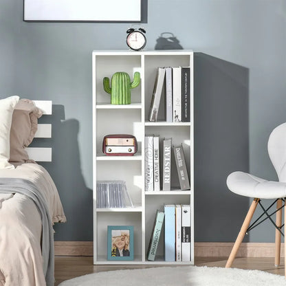 Boekenkasten - Boekenplank - Wandplank - Boekenplank - Opbergrek Organizer - 50x24x106 cm - 7 vakken - voor Slaapkamer en Kantoor - Chocolade - QUORE
