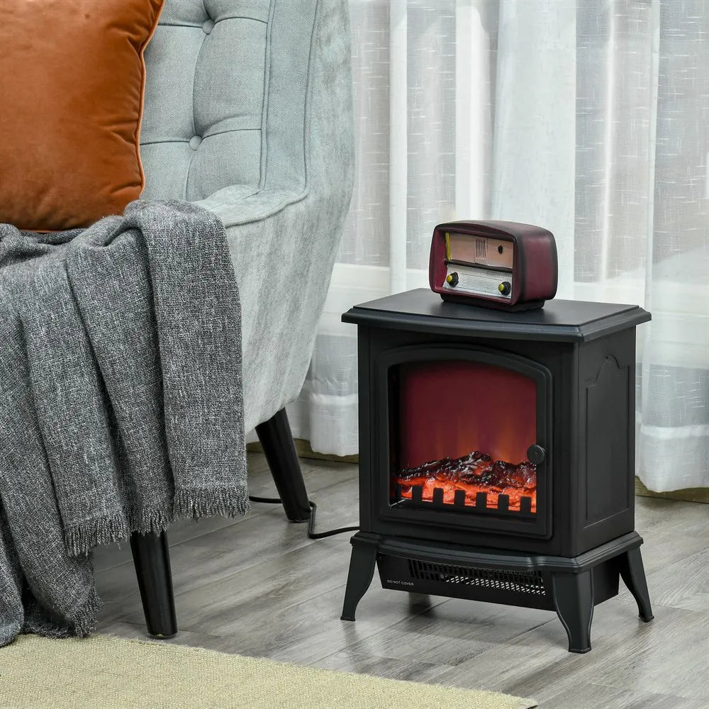 Elektrische Haard - Haard - Decoratieve Vloerverwarmingskachel - Verplaatsbaar Decoratief Vlameffect - 36,5x24x41.5cm - 1000/2000W - 60Hz - Zwart