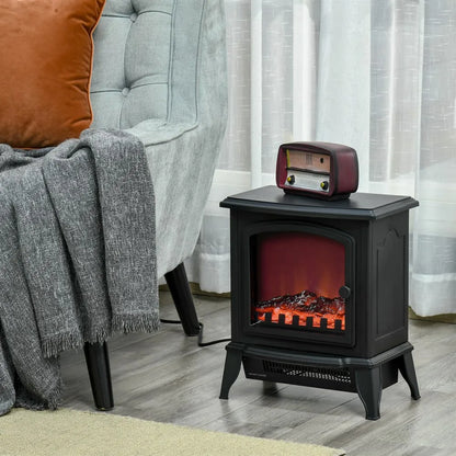 Elektrische Haard - Haard - Decoratieve Vloerverwarmingskachel - Verplaatsbaar Decoratief Vlameffect - 36,5x24x41.5cm - 1000/2000W - 60Hz - Zwart