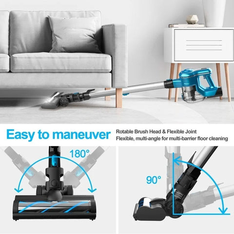 Cordless Stick Vacuum Cleaner - Stick Vacuum Cleaner - Vacuum Cleaner - Cordless Stick Vacuum Cleaner - Powerful Suction - 25Kpa - 250W - Blue