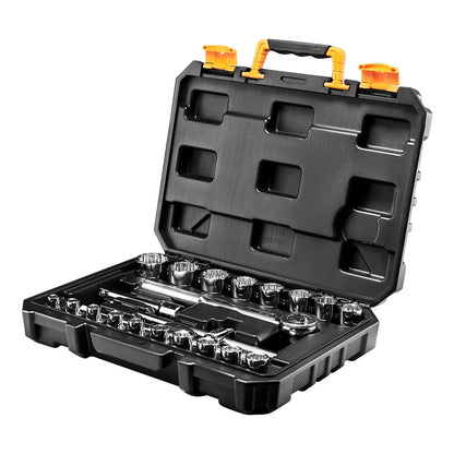 22 Piece Car Tool Set - Professional Wheel Nut Wrench &amp; Sockets - In Storage Case