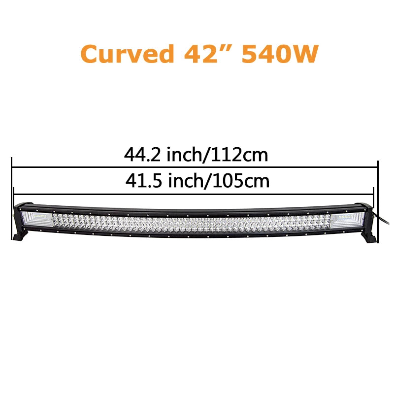 Gebogen LED-lichtbalk - 24V - 540W - Offroad Led Bar Combo Beam - Voor 4x4 4WD SUV ATV-auto's - 42inch met draadset - QUORE