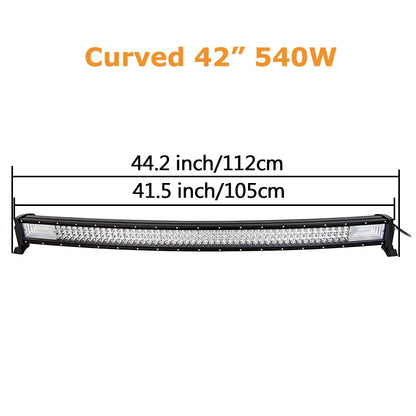 Gebogen LED-lichtbalk - 24V - 540W - Offroad Led Bar Combo Beam - Voor 4x4 4WD SUV ATV-auto's - 42inch met draadset - QUORE
