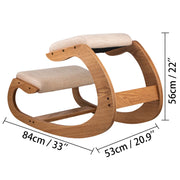 Knielende Stoel - Bureaustoel - Ergonomische stoel - Thuiskantoorstoel - Kniestoel Kruk met dik kussen - Verbetering van de houding - Schommelend hout Kniecomputerstoel - Wit eiken