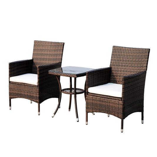 Tuinset – Balkonset – Terrasmeubilair – Tuinmeubelen – Compact – Weerbestendig Poly Rattan – Gehard Glas Tafelblad - QUORE