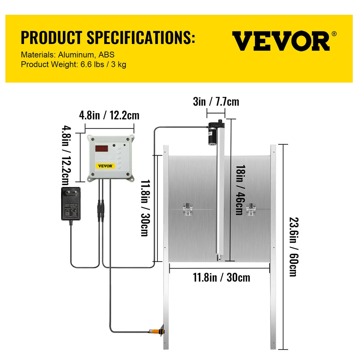 Vevor - Kippenhok -Kippenhok Automatische Deur - 110-220V - met Lichtsensor, 2 Afstandsbedieningen Opening- voor Kippenboerderij en Honden - QUORE