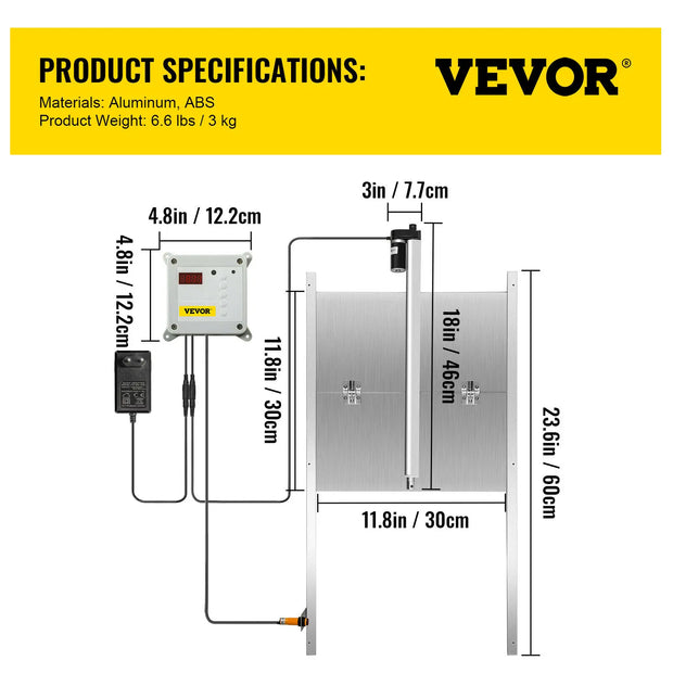Vevor - Kippenhok -Kippenhok Automatische Deur - 110-220V - met Lichtsensor, 2 Afstandsbedieningen Opening- voor Kippenboerderij en Honden