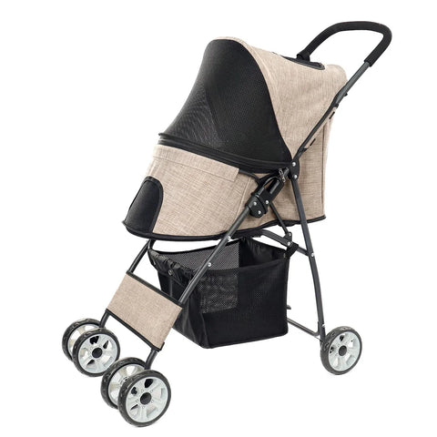 Dog Stroller - Dog Stroller Foldable - Stroller - Ultra Lightweight - 360 Rotation Wheel - Foldable - Beige