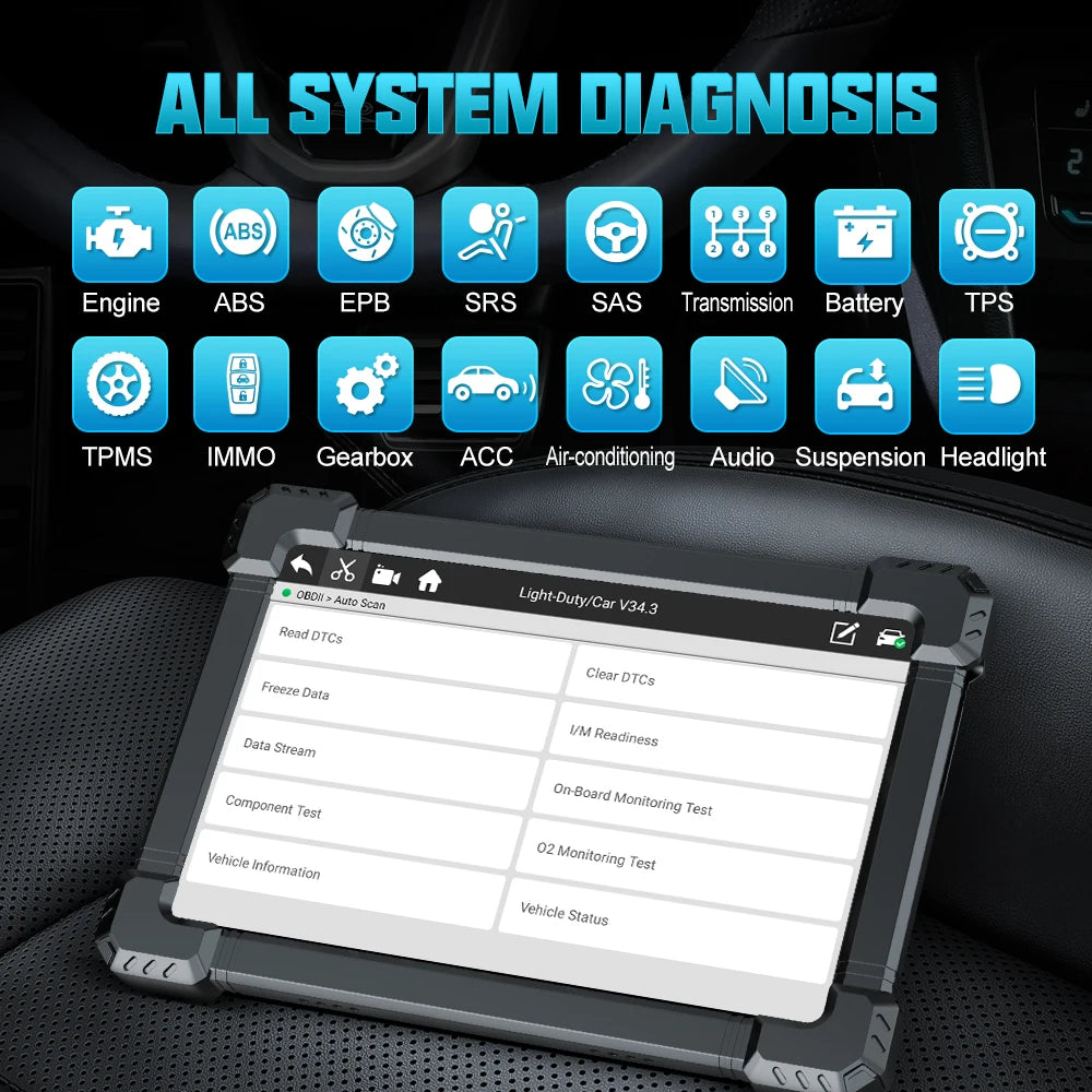 OBD Scanner - OBD2 - Auto Scanner - Auto uitlezen - Diagnose Apparatuur voor Auto's - Professionele OBD2 Scanner - All System Diagnose - Bidirectioneel - 10 Reset Services - IMMO/EPB/DPF/ABS – Draadloze Bluetooth Codelezer - Inclusief Android Tablet 10.1"