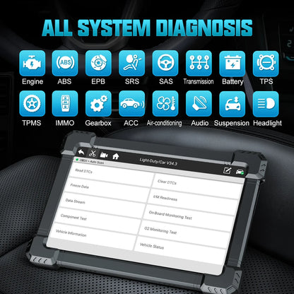 OBD Scanner - OBD2 - Auto Scanner - Auto uitlezen - Diagnose Apparatuur voor Auto's - Professionele OBD2 Scanner - All System Diagnose - Bidirectioneel - 10 Reset Services - IMMO/EPB/DPF/ABS – Draadloze Bluetooth Codelezer - Inclusief Android Tablet 10.1"