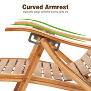 Schommelstoel - Rocking chair voor Volwassenen - Vouwbare - Indoor & Outdoor Bamboo Rocking Chair- Met Armleuningen -  Voetmassager- Voetsteun– Draagbare Deck Lounger - 96x40cm - Houten Kleur
