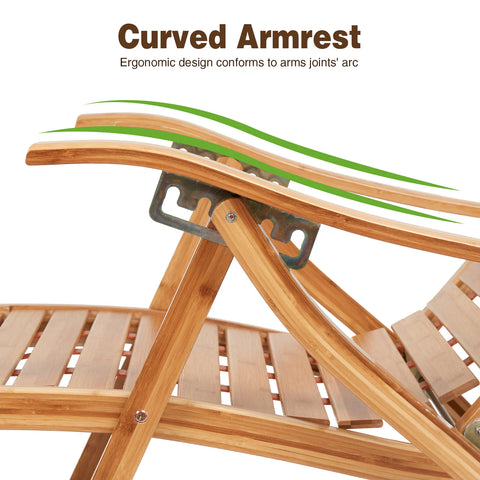 Schommelstoel - Rocking chair voor Volwassenen - Vouwbare - Indoor & Outdoor Bamboo Rocking Chair- Met Armleuningen -  Voetmassager- Voetsteun– Draagbare Deck Lounger - 96x40cm - Houten Kleur
