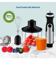 5-in-1 Handblenderset - Handmixer - Handblenderset inclusief Draagbare Blender - 800 ml Hakkom - Garde - 600 ml Mengbeker - Melkopschuimer Accessoire - 220-240V - Zwart