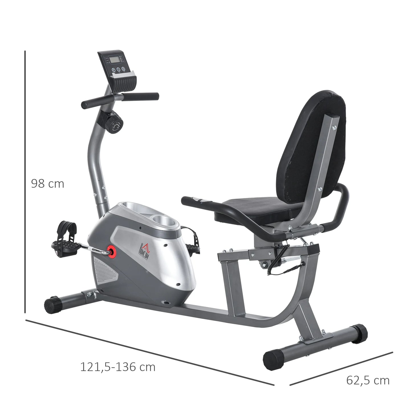 Ligfiets Hometrainer – Ergometer Fiets – Fitnessfiets – Trainingsfiets – Recumbent Bike – Verstelbaar Zitje Met Rugsteun – 8 Niveaus Magnetische Weerstand - QUORE