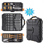 Professionele Gereedschapsset - 192-delige Auto Reparatie Toolset - Ratelsleutel, Schroevendraaiers & Doppen - Mechanische Handgereedschap Set - Met Stevige Opbergkoffer - Zwart