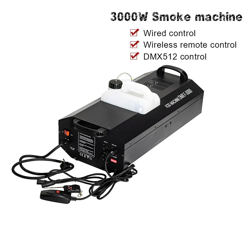 Rookmachine – Mistgenerator – Fogmachine – Podiumrookmachine – Rookmachine met Afstandsbediening – 3000W Vermogen – 12 Meter Spuitafstand – EU Plug - QUORE