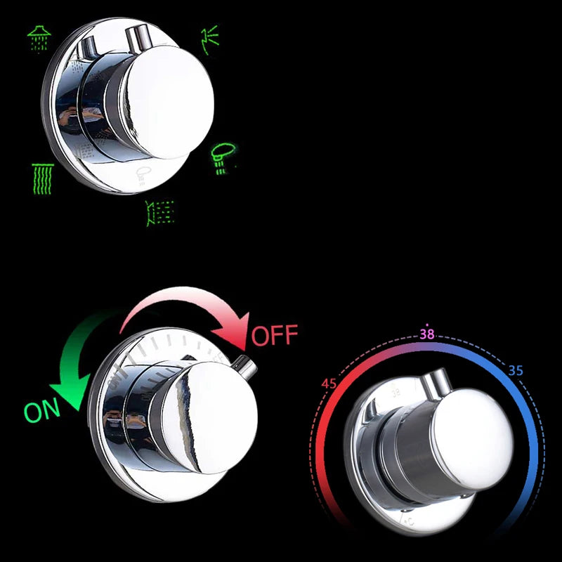 Douche - Regendouche - Douchewand - Douchekolom - Douchepanelen - Thermostatische Waterval & Regendouche Paneel - Geborsteld Nikkel - 3 Handgrepen - RVS Douchezuil