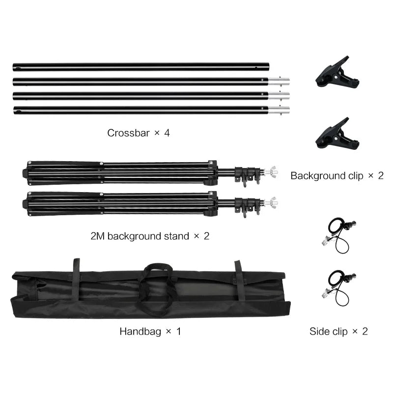 SH Background Stand Support System Photography Studio Backdrop Kit Holder with Carry Bag for Muslins Backdrops,Paper and Canvas - QUORE