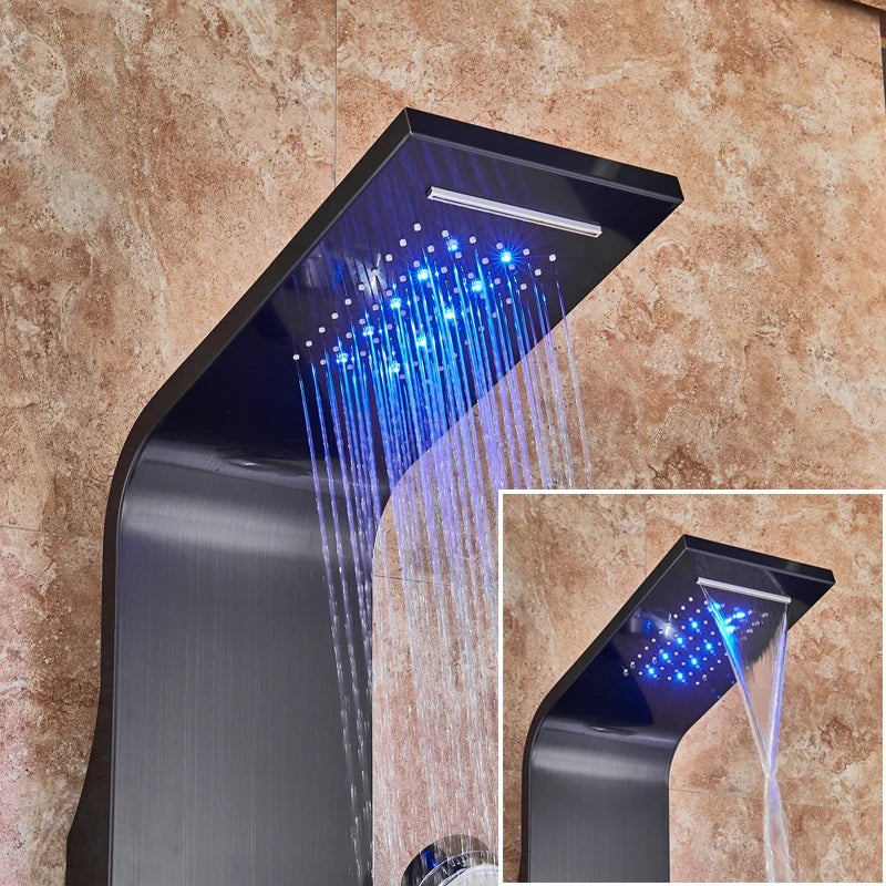 Douchepaneel  - Douche - Regendouches - LED Douchepaneel met LCD Display – Rose Gouden Design, 6 Watermodi, Regen & Waterval Douchekolom met Massagejets en Badmengkraan