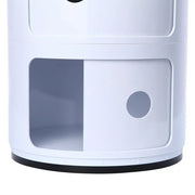Moderne Ronde Opbergkast – 3 Lagen – Compact Nachtkastje – ABS Kunststof – Stijlvolle Bijzettafel met Schuifdeuren – Woonkamer, Slaapkamer &amp; Badkamer – Wit
