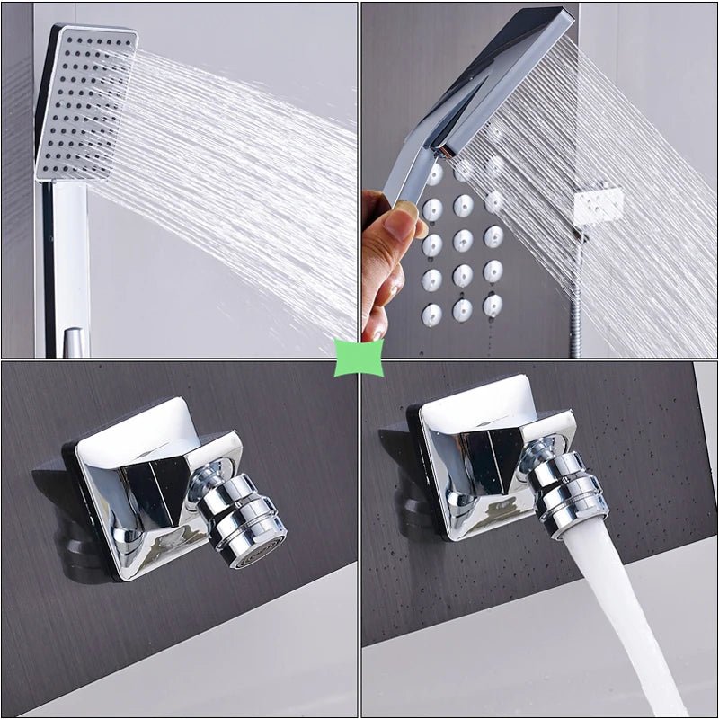Douche - Regendouche - Douchewand - Douchekolom - Douchepanelen - Thermostatische Waterval & Regendouche Paneel - Geborsteld Nikkel - 3 Handgrepen - RVS Douchezuil