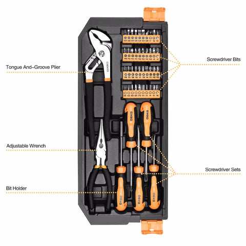 Professionele Gereedschapsset - 192-delige Auto Reparatie Toolset - Ratelsleutel, Schroevendraaiers & Doppen - Mechanische Handgereedschap Set - Met Stevige Opbergkoffer - Zwart
