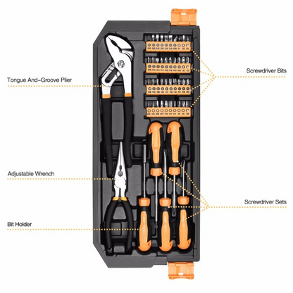 Gereedschap Kit - Professionele Gereedschapsset - 192-delige Auto Reparatie Toolset - Ratelsleutel - Schroevendraaiers - Doppen - Mechanische Handgereedschap Set - met Stevige Opbergkoffer - Zwart
