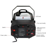 Shehds - Rookmachine - 3000W - Afstandsbediening - DJ DMX Podium Effect - Professionele Podium Apparatuur - Rookmachine - Voor Kerst/Bruiloft - Zwart