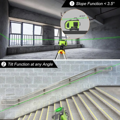 Huepar Electronic Self-Leveling 3D Green Beam Laser Level 3x360 Cross Line Three-Plane Leveling Alignment -Dual Slope Function
