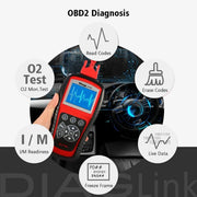 OBD2-Scanner - Diagnosecomputer - Slimme Diagnosetool - Foutverwijdering - OBD2-Scanner - Autodiagnosetool - OBD2, EOBD, Codelezer, Motor, ABS, Airbag, Transmissie - 2.8 TFT-Kleurendisplay - Rood