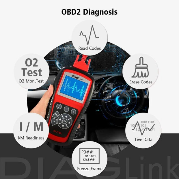 OBD2-Scanner - Diagnosecomputer - Slimme Diagnosetool - Foutverwijdering - OBD2-Scanner - Autodiagnosetool - OBD2, EOBD, Codelezer, Motor, ABS, Airbag, Transmissie - 2.8 TFT-Kleurendisplay - Rood