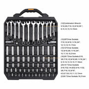 Professionele Gereedschapsset - 192-delige Auto Reparatie Toolset - Ratelsleutel, Schroevendraaiers & Doppen - Mechanische Handgereedschap Set - Met Stevige Opbergkoffer - Zwart